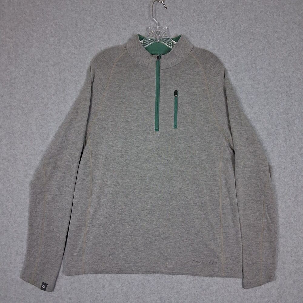 Free Fly Mens Pullover Medium Grey 1/4 Zip Performance Bamboo Fleece Activewear